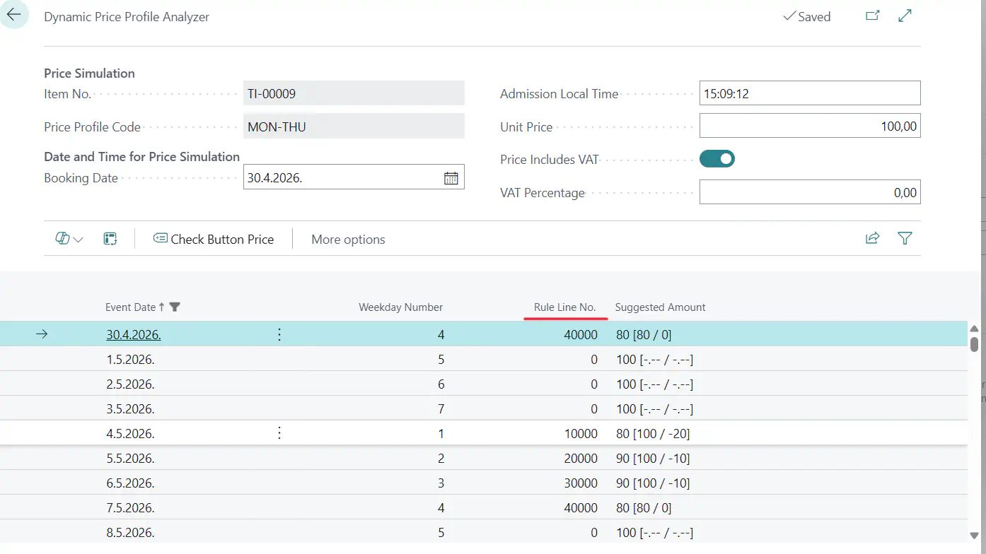 Pricing rule example