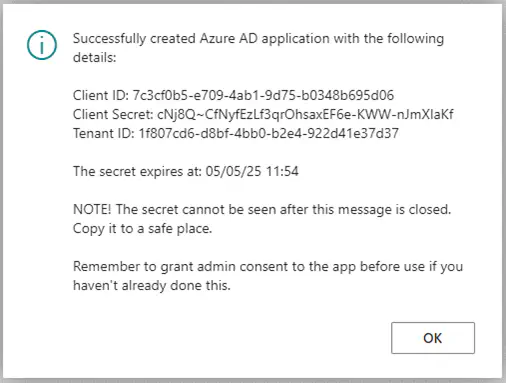 Azure AD application details
